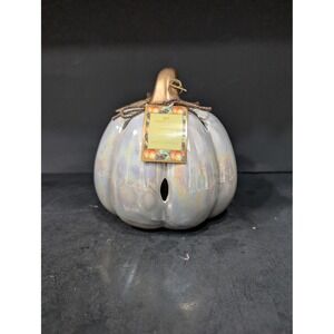 GC‎ Harvest Iridescent Pumpkin, Pumpkin Pancake Scented, Hand Painted Fall Decor